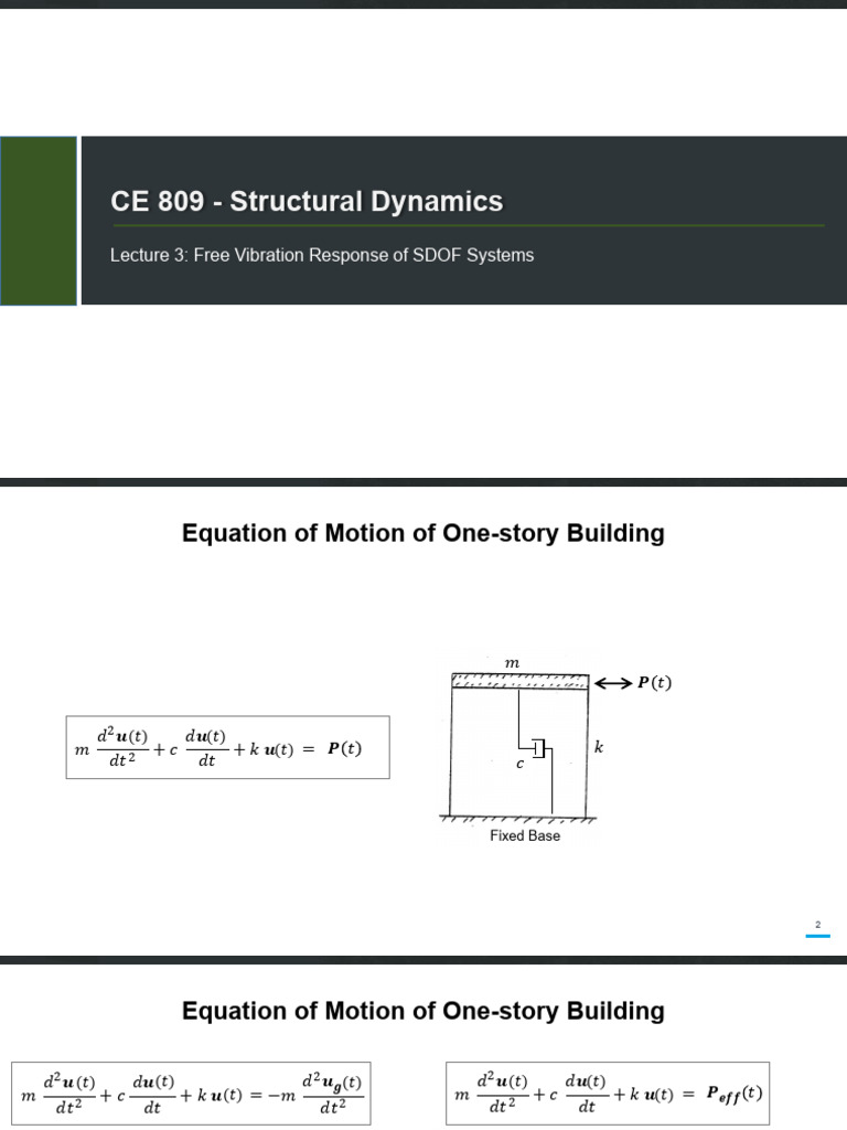 Free Vibration of SDOF Systems Explained | PDF | Applied Mathematics ...