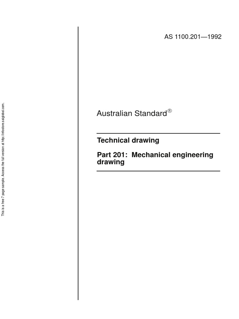 As 1100 201 1992 Technical Drawing Mechanical Engineering Drawing Technical Drawing Copyright