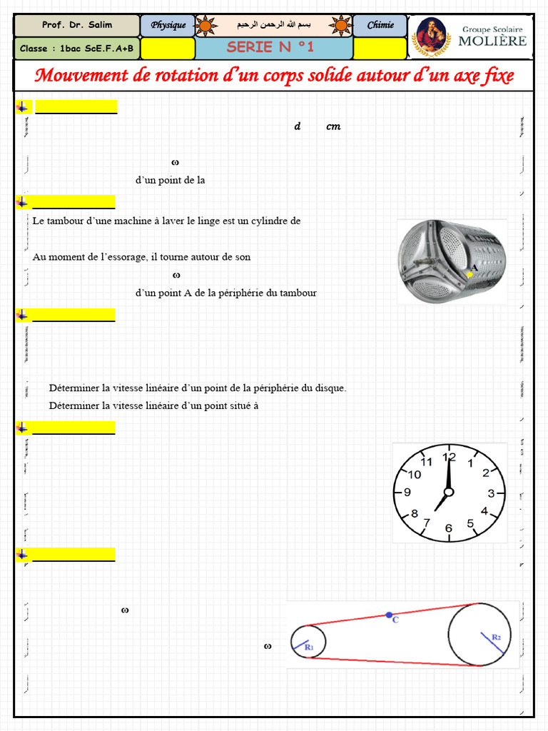 Calculs de mouvements de rotation | PDF | Mouvement de rotation | Rotation