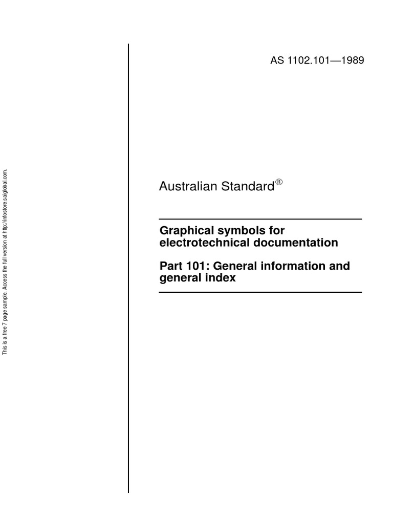 As 1102.101-1989 Graphical Symbols For Electrotechnical Documentation ...