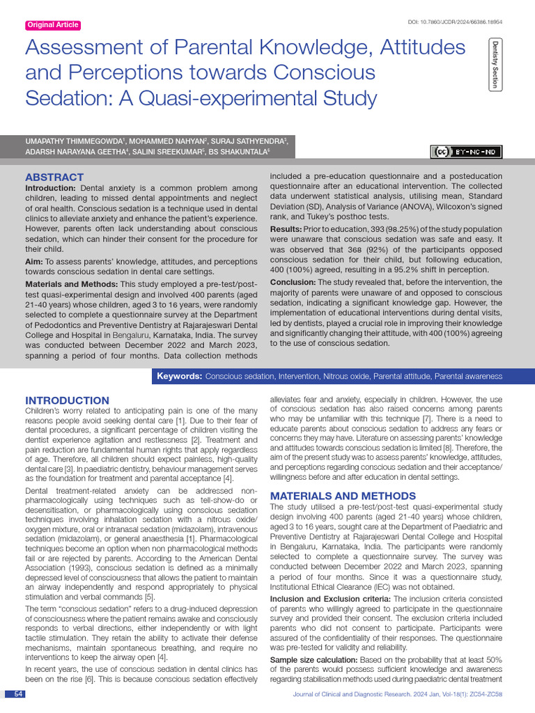 Assessment of Parental Knowledge, Attitudes and Perceptions Towards ...