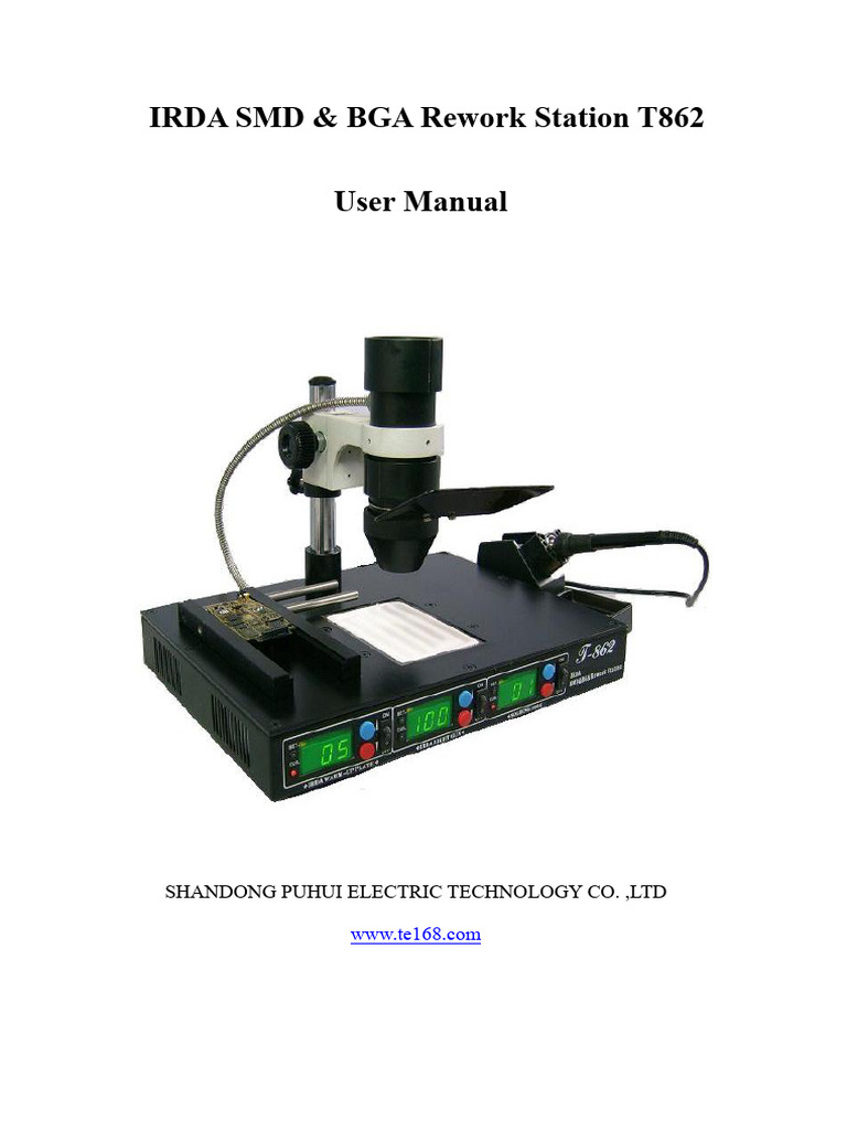 T-862 BGA Rework Station User Manual | PDF | Soldering | Infrared