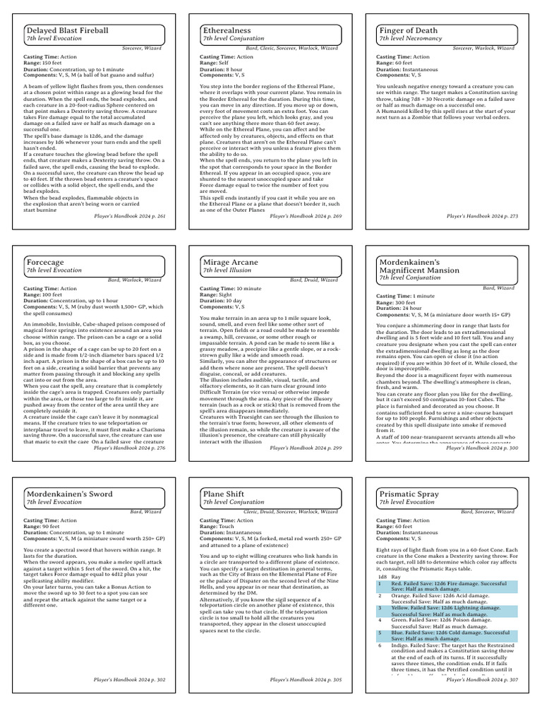 7th Level Wizard Spells Overview | PDF | Illusion | Dungeons & Dragons