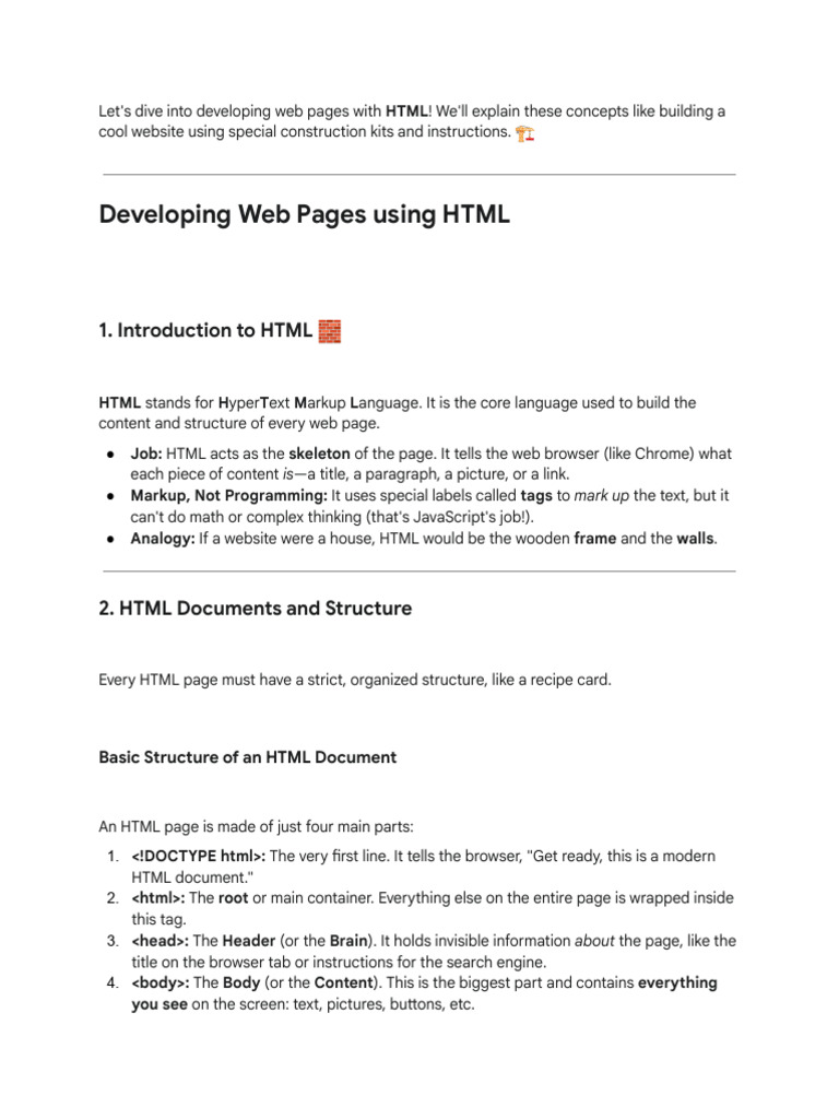 HTML Web Page Development Guide | PDF | Html Element | Html