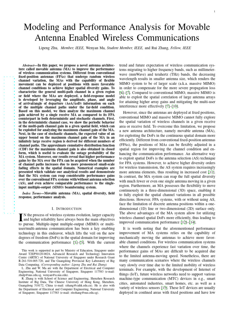 Modeling and Performance Analysis For Movable Antenna Enabled Wireless ...