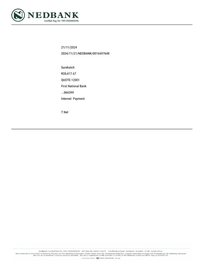 Nedbank Payment Notification Details PDF