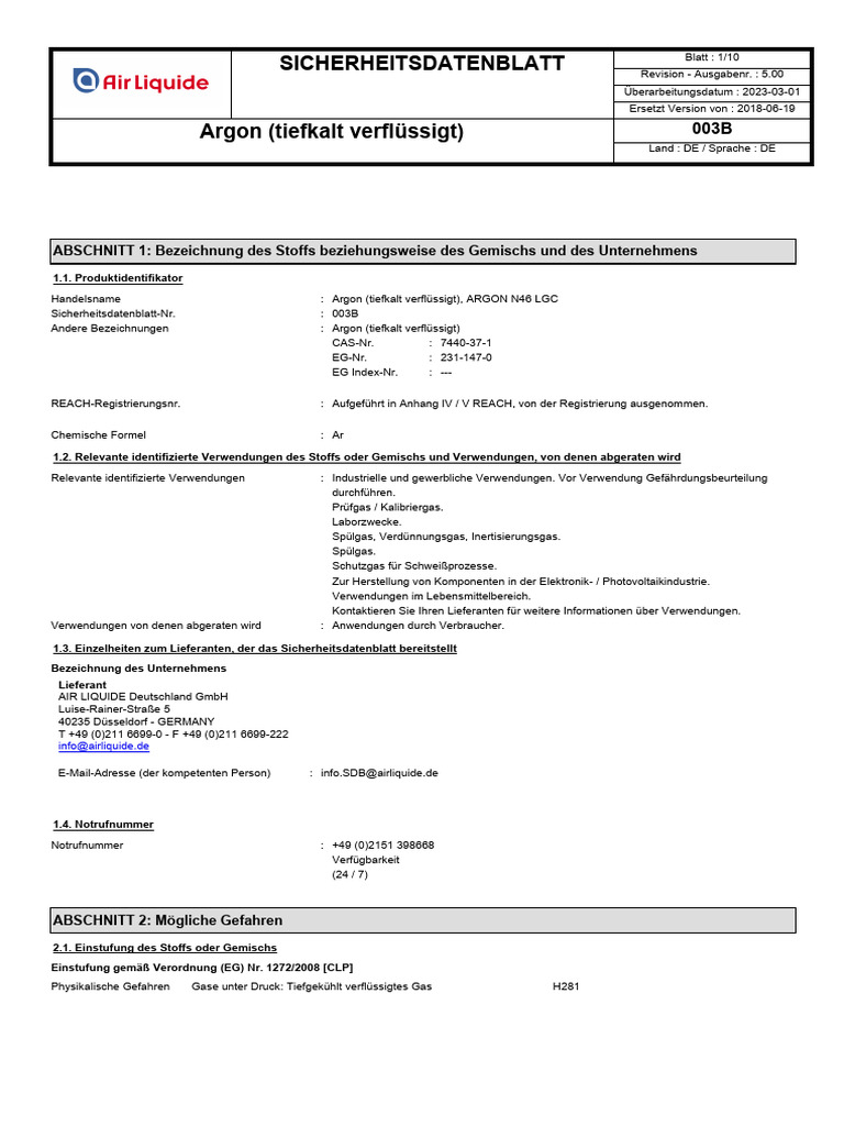 Sicherheitsdatenblatt: ABSCHNITT 1: Bezeichnung Des Stoffs ...