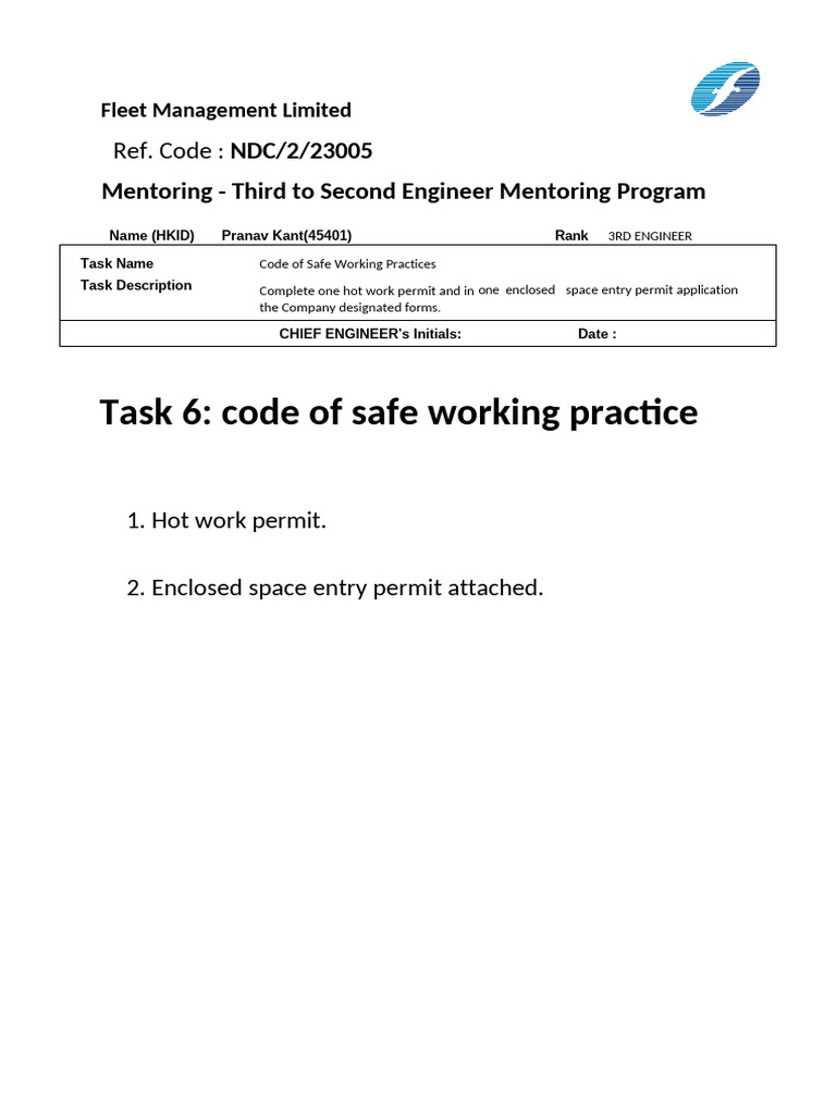 Code of Safe Workinr Practices | PDF