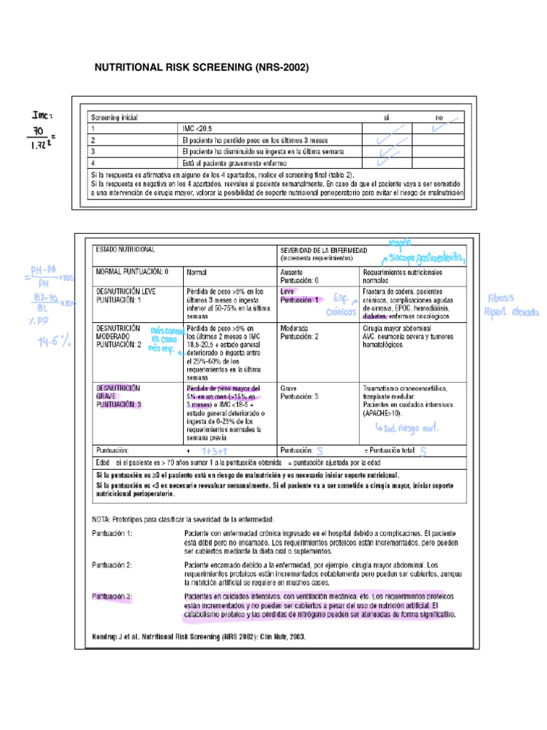 Nutritional Risk Screening (Nrs-2002) | PDF