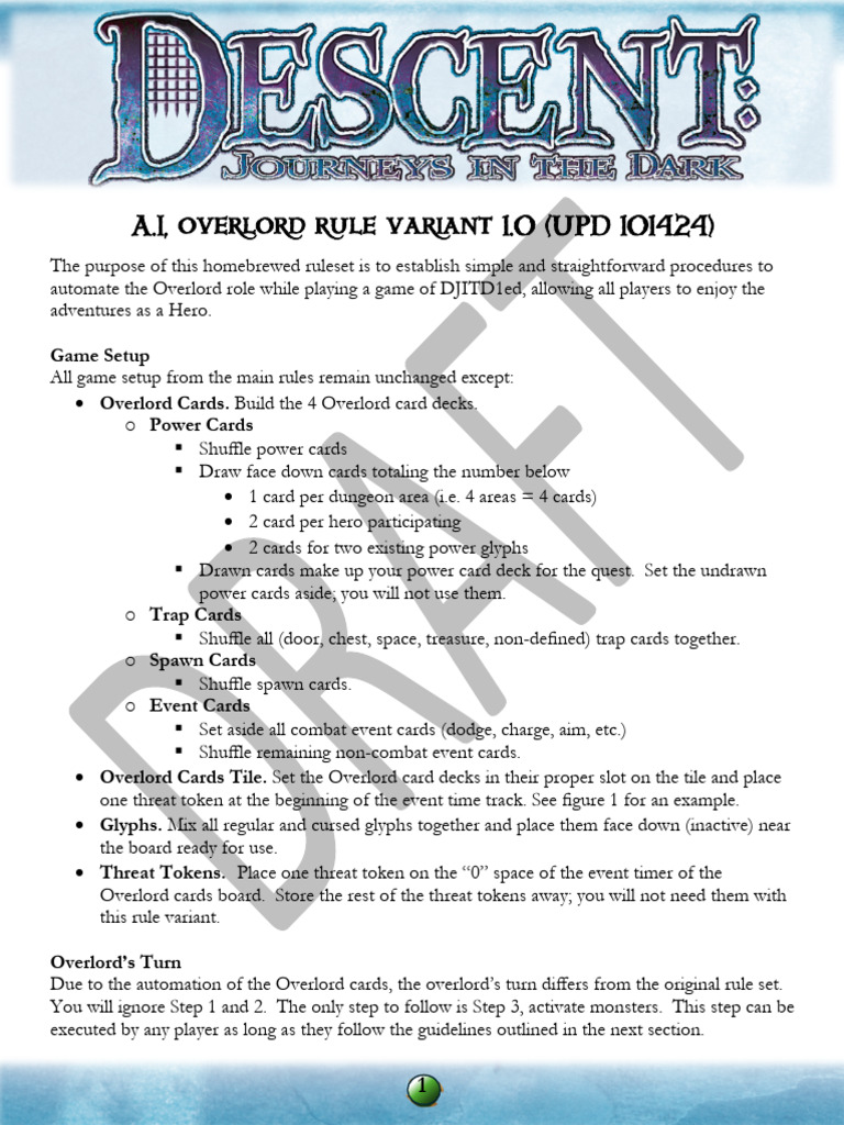 A.I. Overlord Rules for DJITD1ed Game | PDF | Tabletop Games