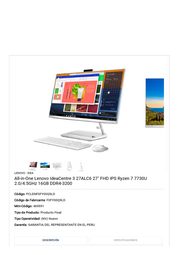Lenovo IdeaCentre AIO 3: Ryzen 7, 16GB RAM | PDF | Unidad de estado ...