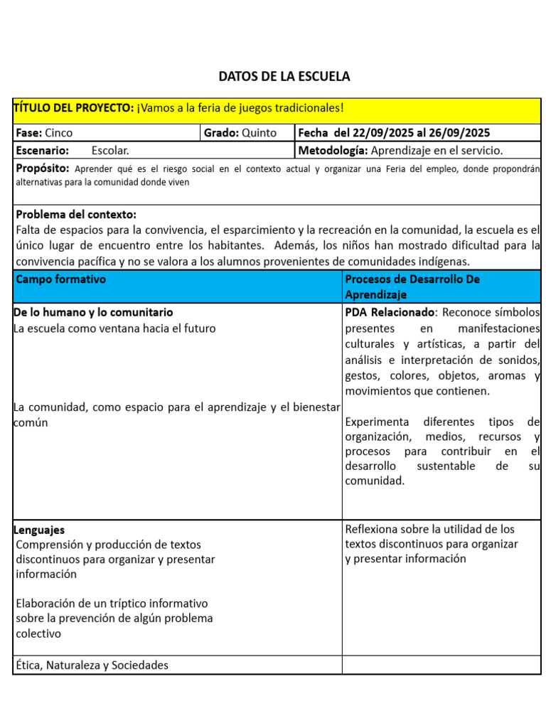 Copia de EJEMPLO DE PLANEACIÒN INCLUSIVA | PDF | Aprendizaje | Escuelas