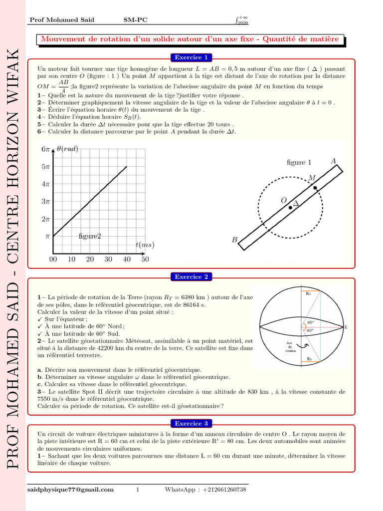 Mouvements et Calculs en Physique | PDF | Rotation | Mouvement de rotation