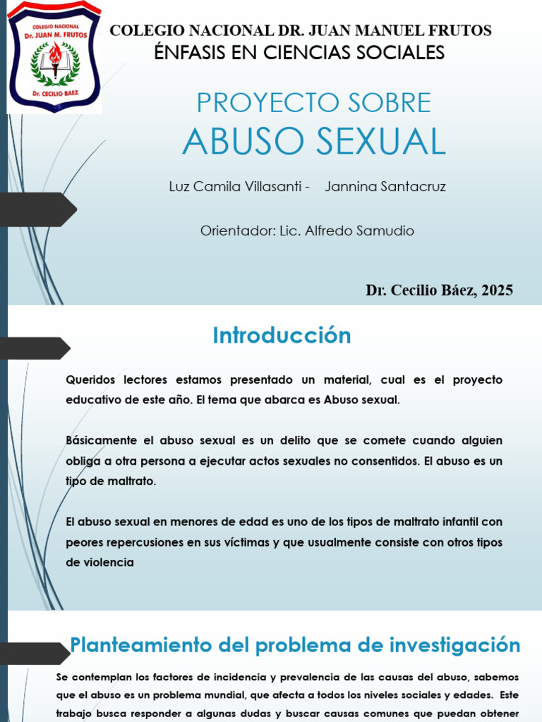 Proyecto Educativo sobre Abuso Sexual | PDF | Abuso sexual | Abuso infantil
