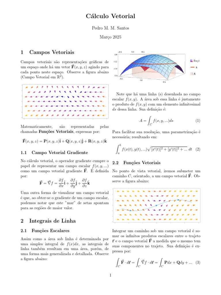 Cálculo Vetorial: Campos e Integrais | PDF | Vetor euclidiano | Gradiente