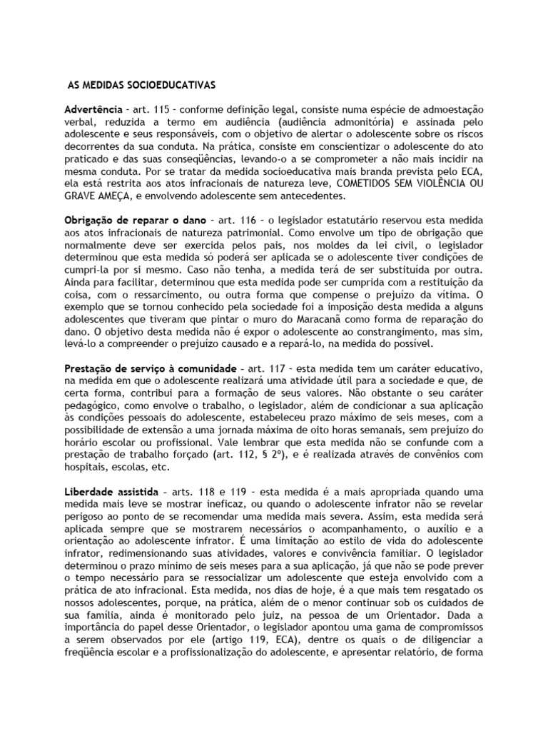 Medidas Socioeducativas para Adolescentes | PDF | Mandamus | Adolescência