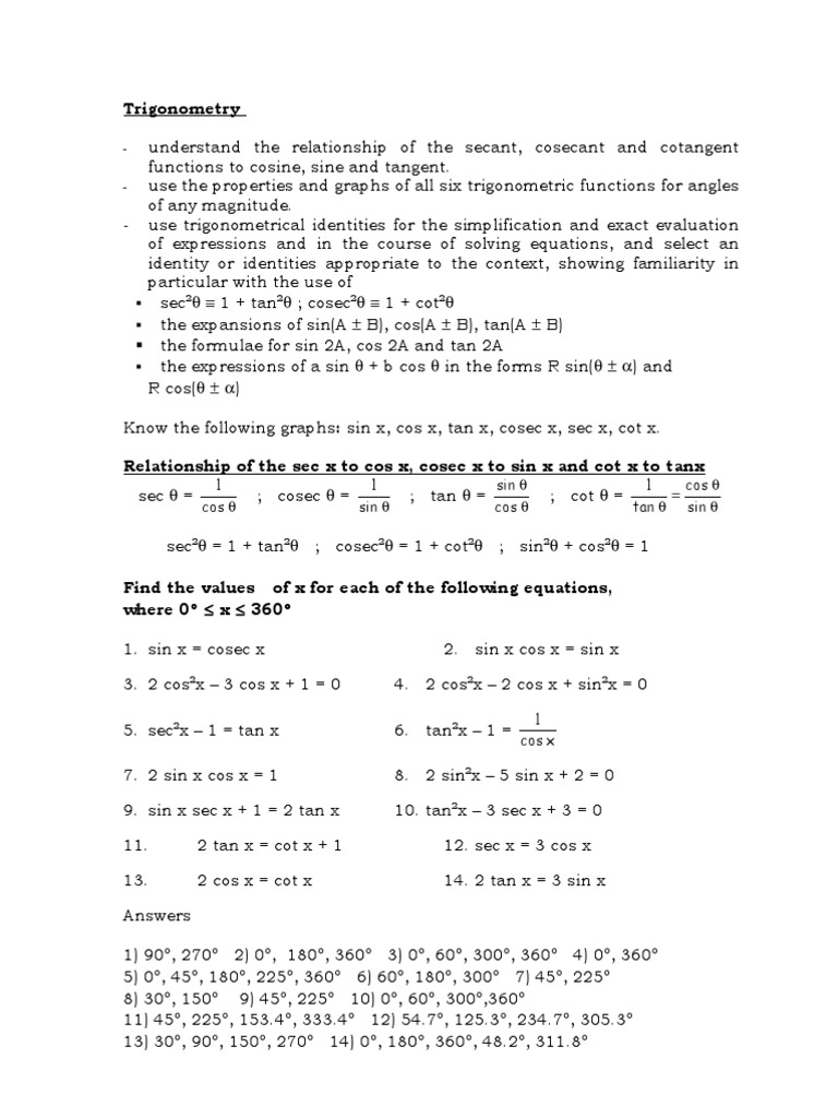 3 09 Trigonometry Trigonometric Functions Trigonometry