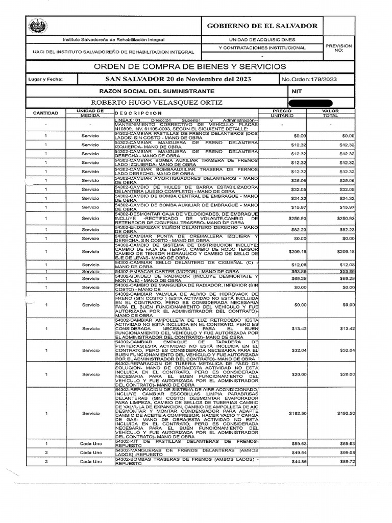 Orden de Compra 179-2023 Firmada | PDF