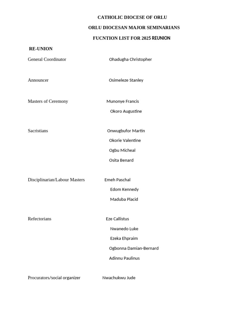 Function List Reunion New Update | PDF