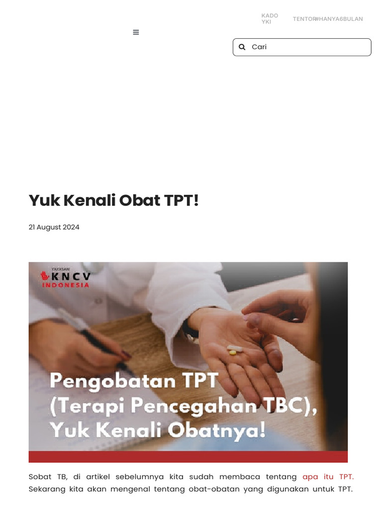 Obat TPT: Isoniazid dan 3HP untuk TBC | PDF