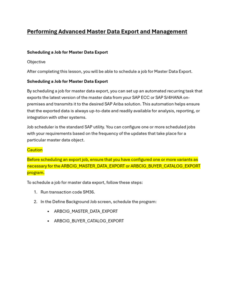 Master Data Export in SAP Ariba | PDF | Information Science | Computing