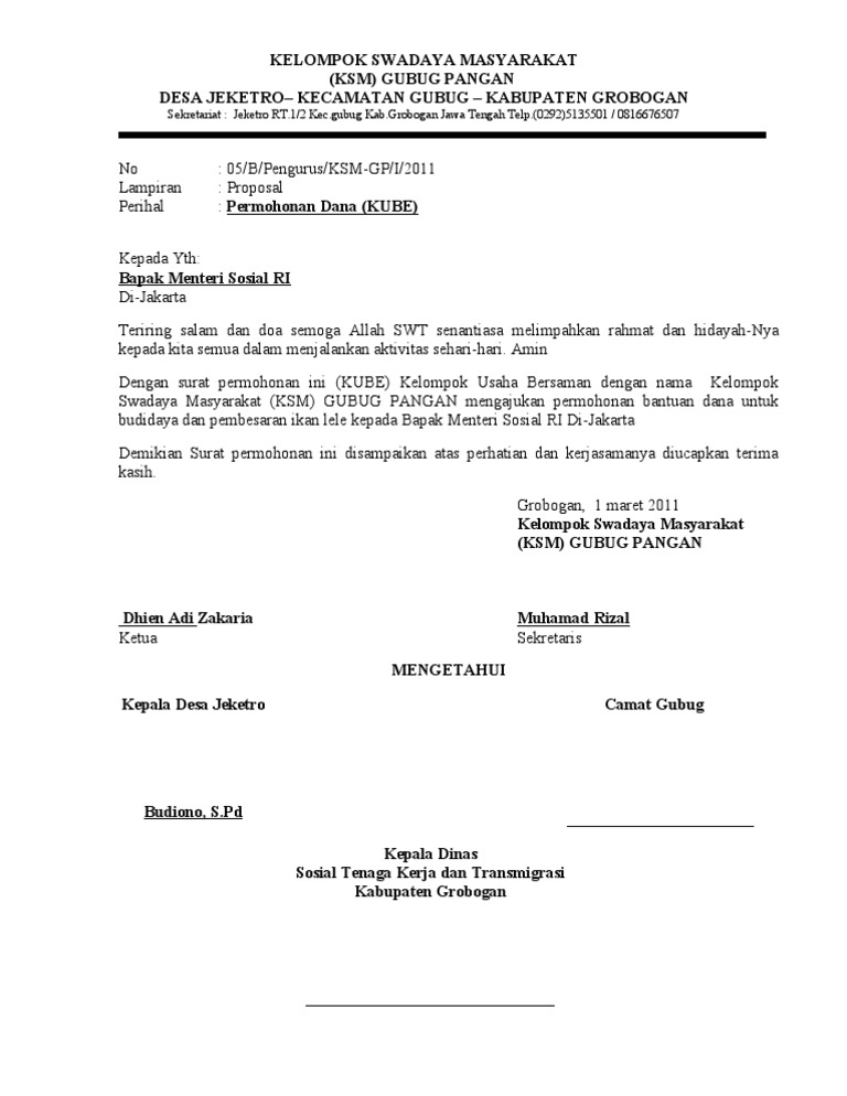 Surat pengantar proposal doc