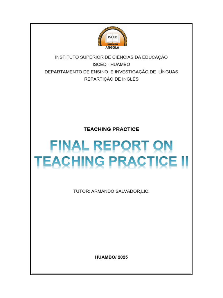 Final Report on Teaching Practice II | PDF | Teachers | Learning