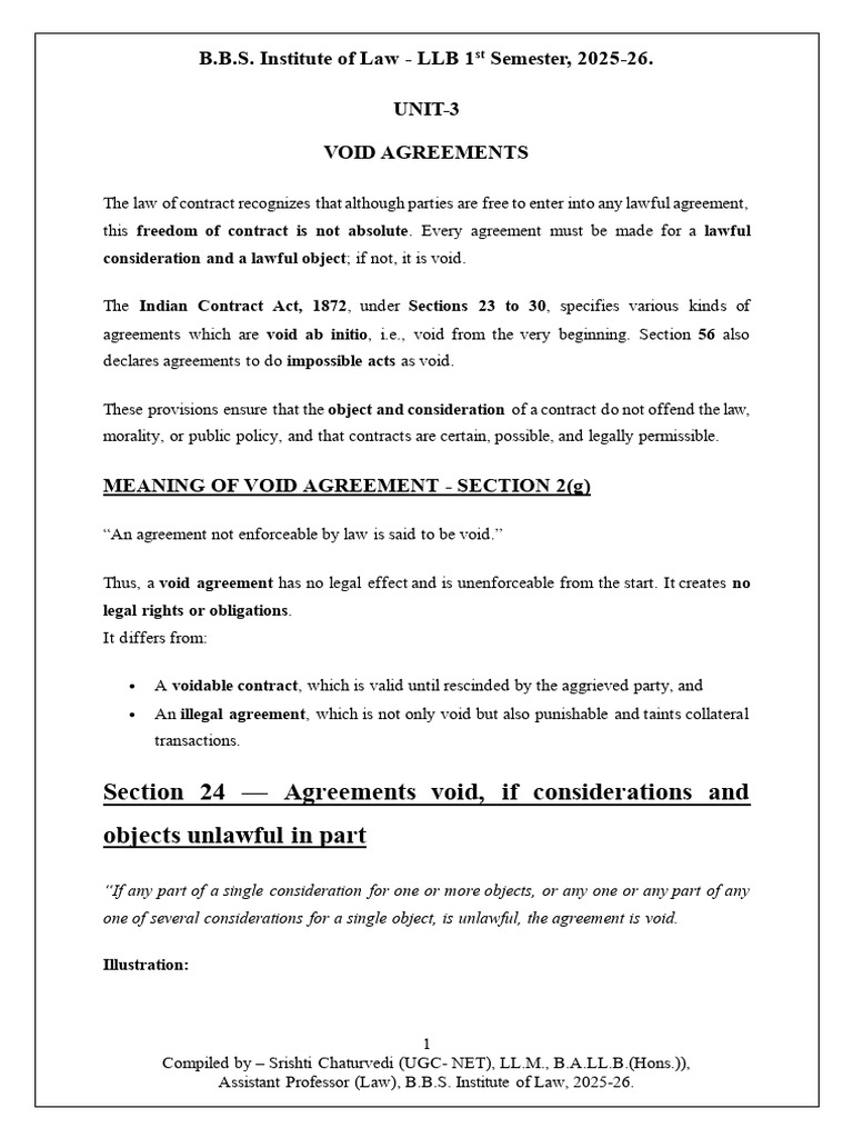Understanding Void Agreements in Law | PDF | Gambling | Consideration