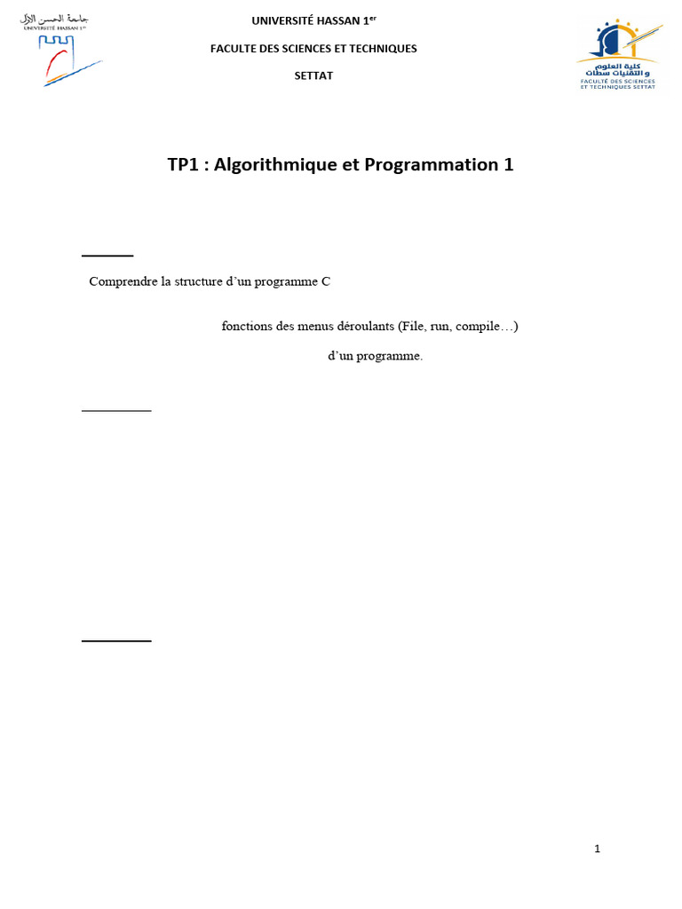 TP Algorithmique et Programmation C | PDF | Programme informatique ...