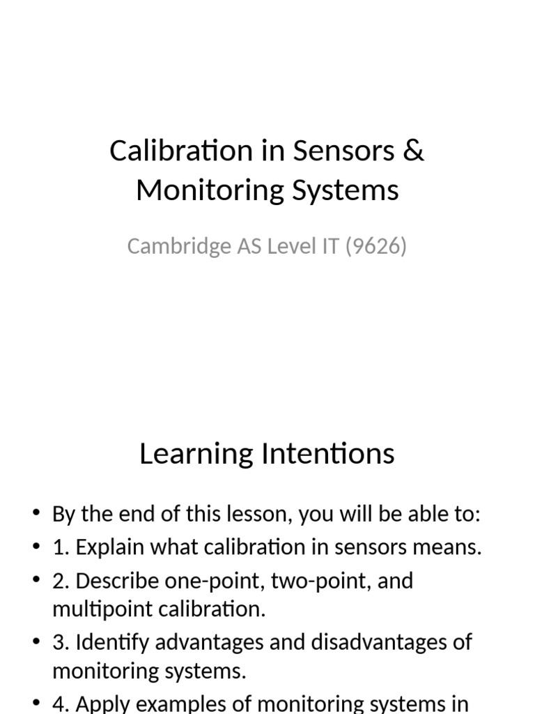Calibration and Monitoring Systems With Images | PDF | Calibration | Sensor
