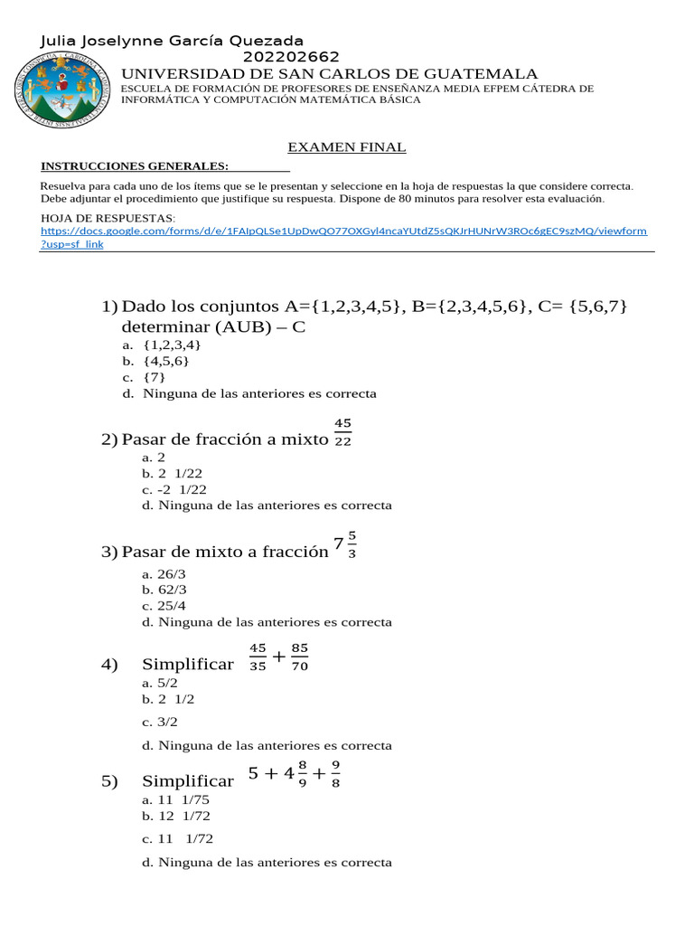 Final Mate Básica | PDF