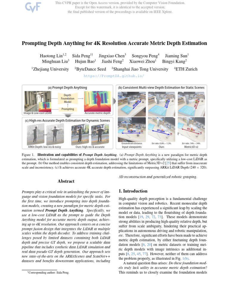 4K Metric Depth Estimation with LiDAR | PDF | Lidar | Computer Vision