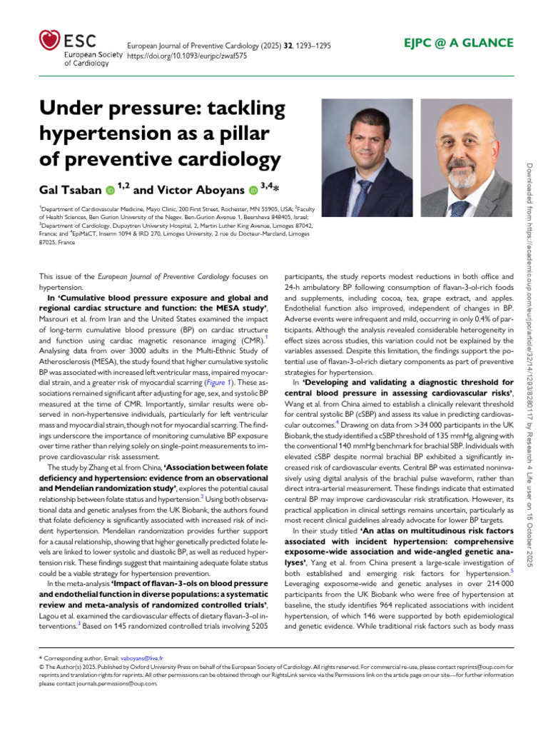 Tackling Hypertension in Cardiology | PDF | Hypertension | Blood Pressure