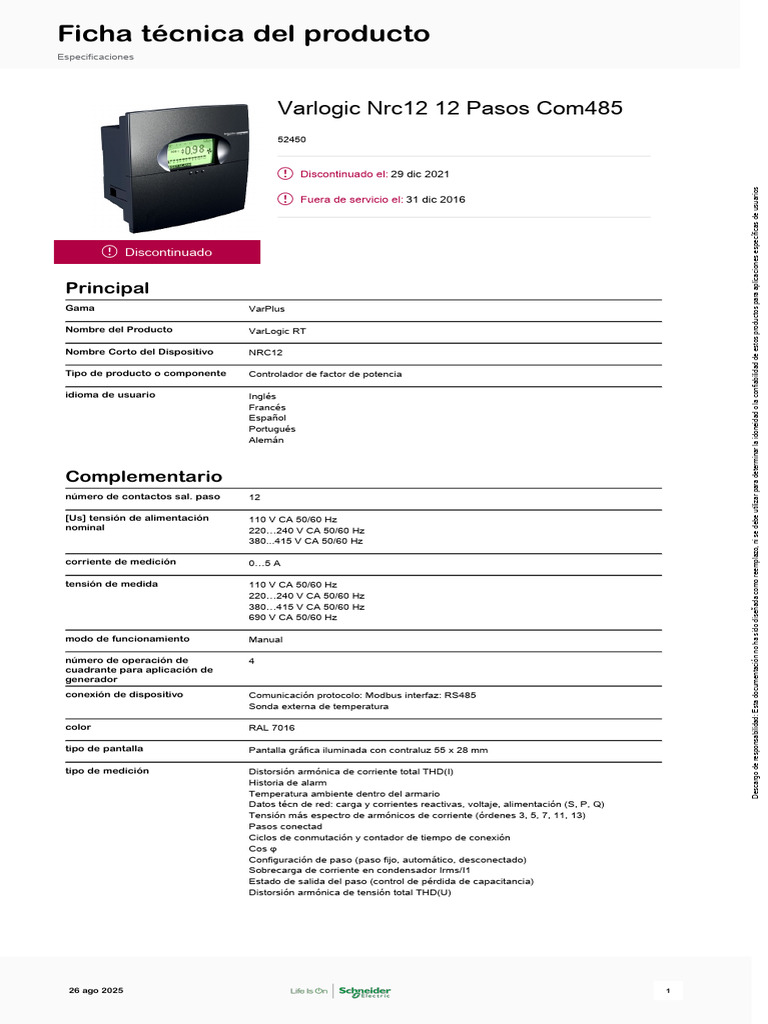 Controlador de Potencia VarLogic NRC12 | PDF | Energia electrica ...