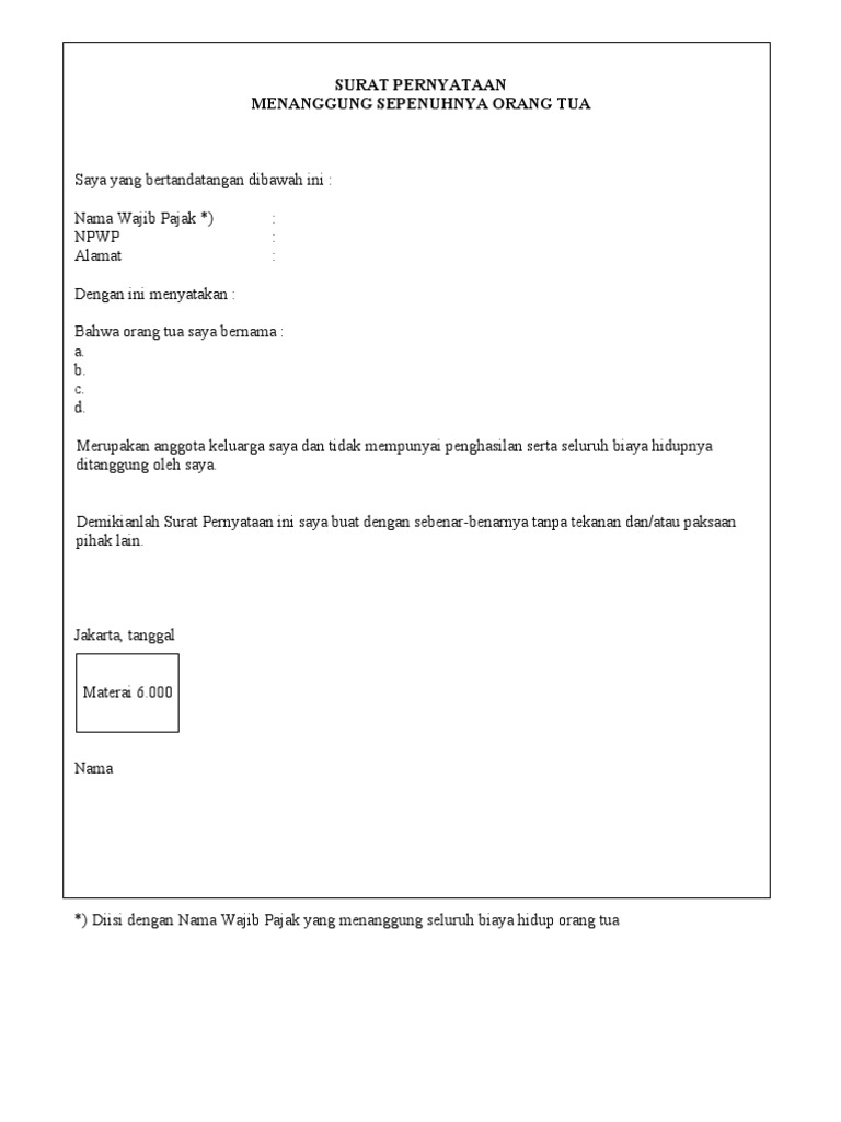 Contoh Surat Pernyataan Orang Tua - Simak Gambar Berikut
