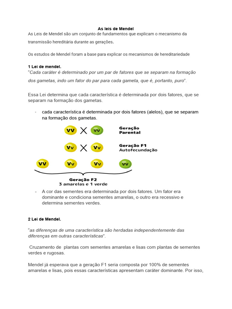 Leis de Mendel: Hereditariedade e Genética | PDF