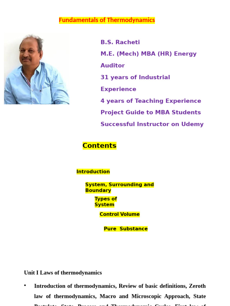 Unit-I Intro Part+1 | PDF | Thermodynamics | Laws Of Thermodynamics