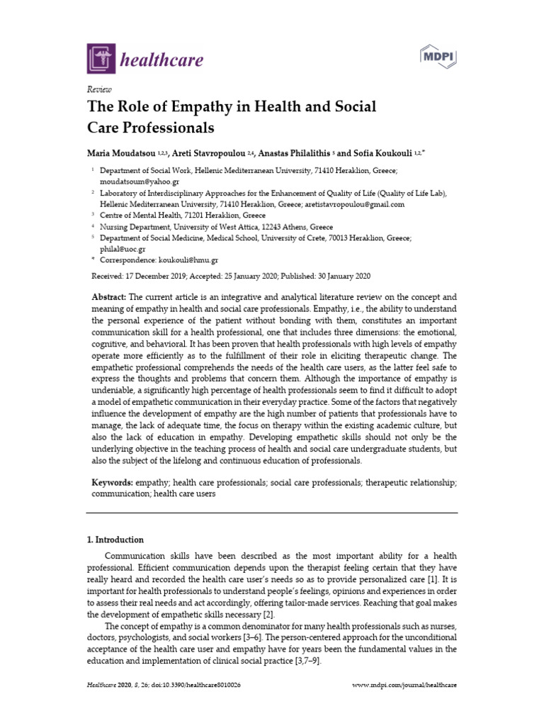Importance of Empathy in Healthcare | PDF | Empathy | Social Work