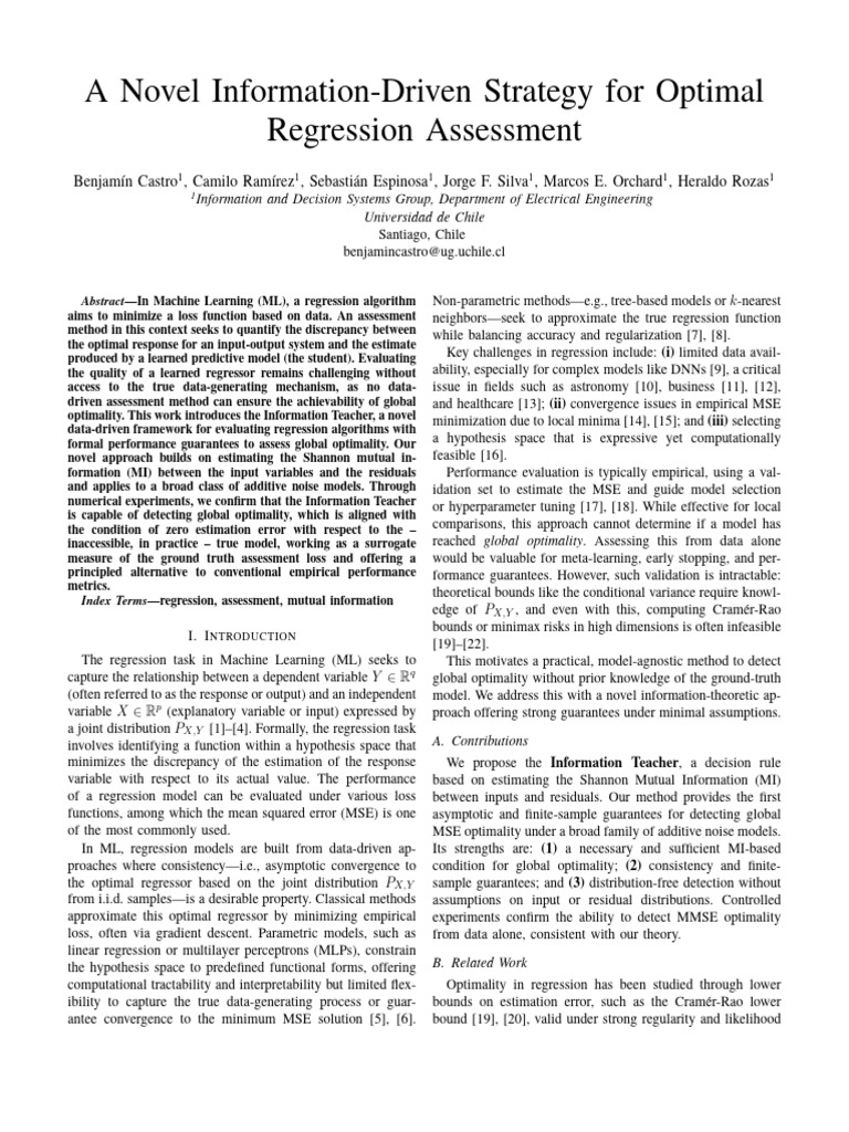 Information Teacher for Regression Optimality | PDF | Mean Squared ...