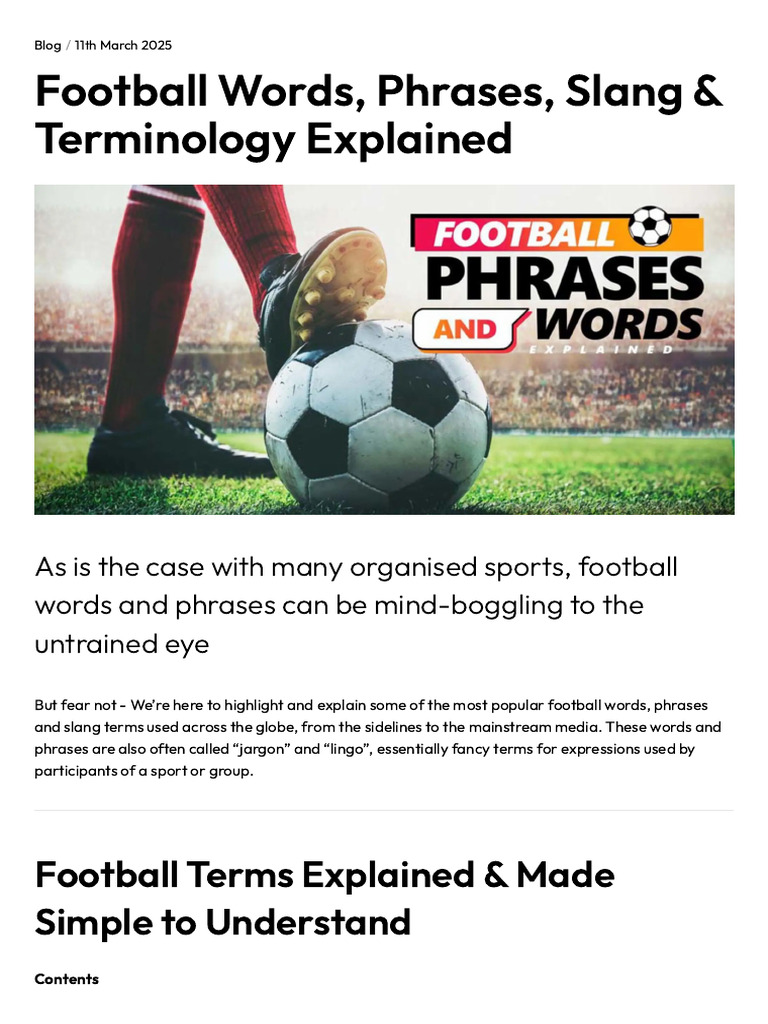 Football Slang and Terminology Guide | PDF | Association Football | Sports