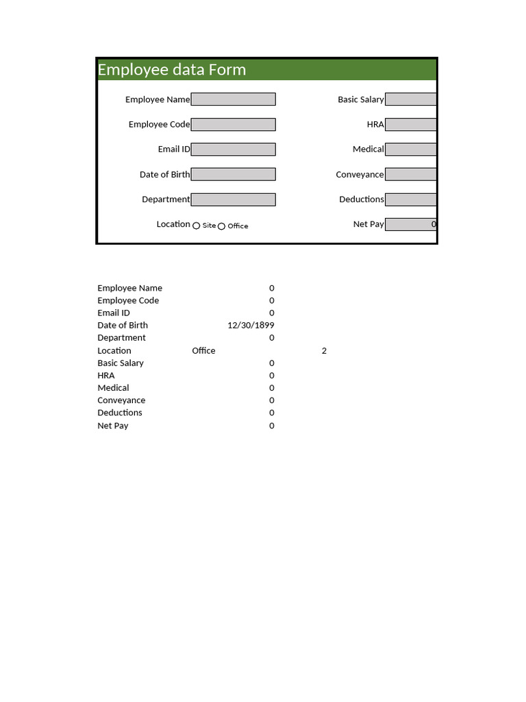 Employee Data Form Template | PDF