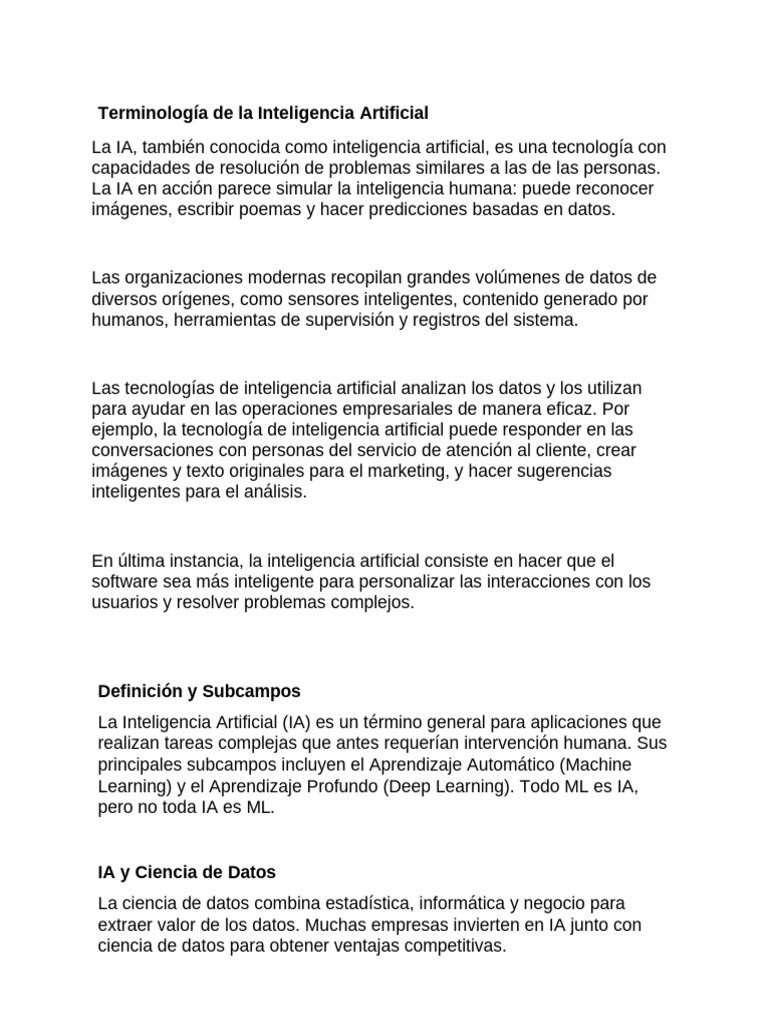 Terminología y Uso de la IA en Empresas | PDF | Inteligencia artificial ...
