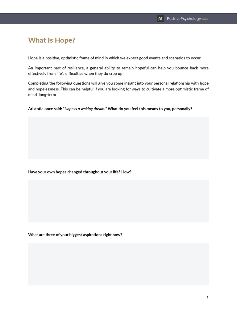 Understanding and Cultivating Hope | PDF
