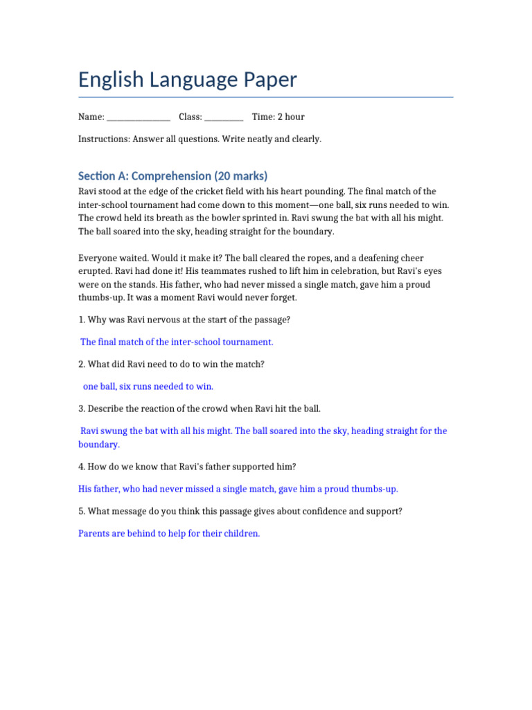 English Language Exam Paper Overview | PDF