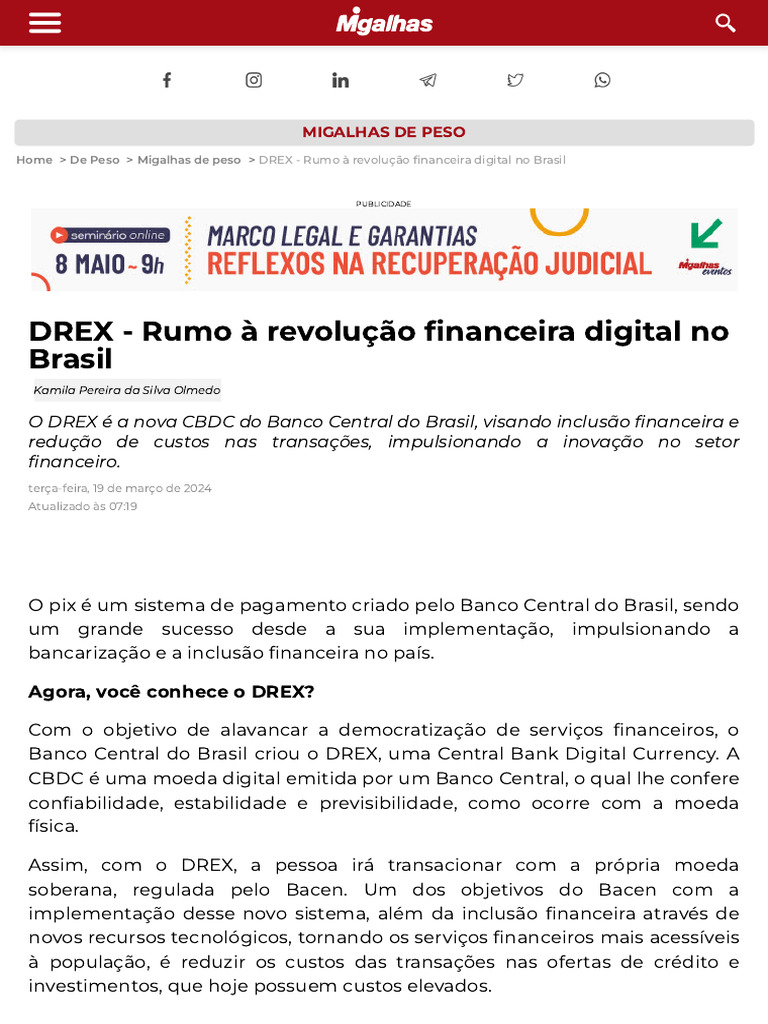 DREX: Revolução Financeira Digital no Brasil | PDF | Rede de ...