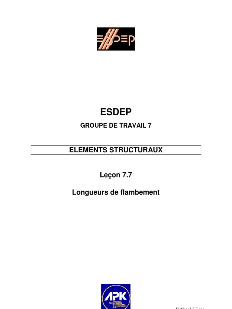 Longueur de Flambement des Poteaux PDF Flambage Flexion (matériau) — free download