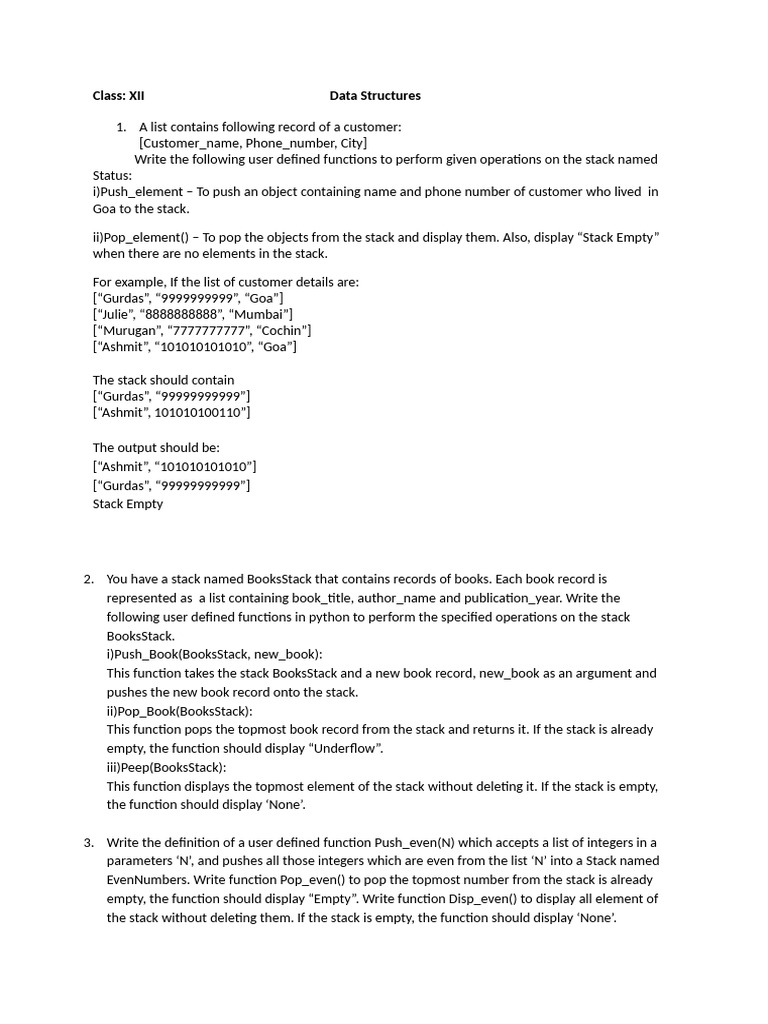 Python Stack Operations for Data Structures | PDF