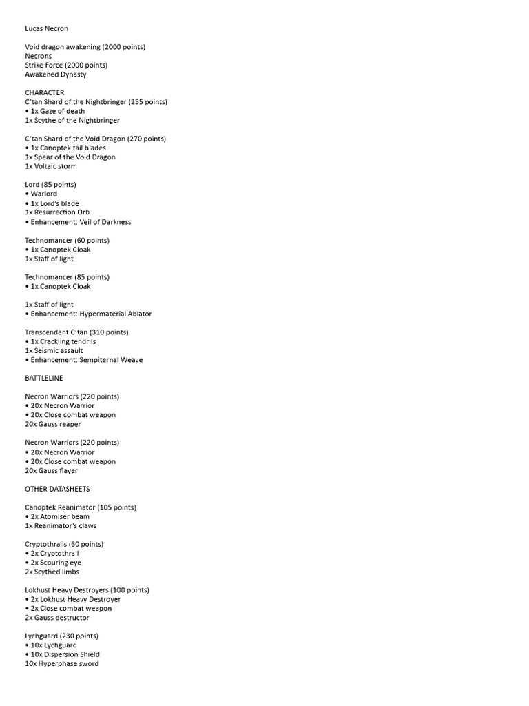 2000 Point Warhammer 40K Army Rosters | PDF | Infantry