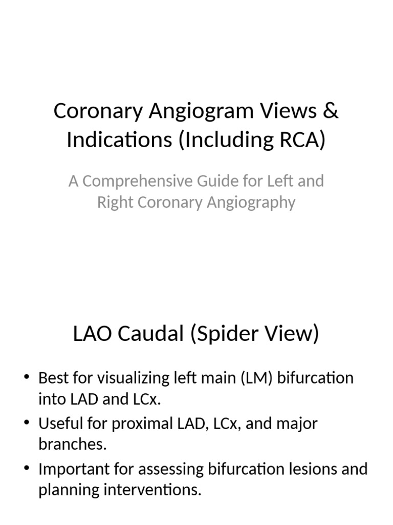 Angiographic Views for Coronary Assessment | PDF | Angiography | Heart