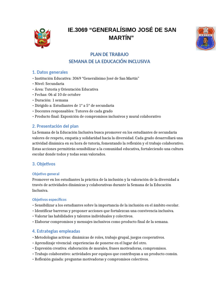Semana de Educación Inclusiva en Secundaria | PDF | Inclusión ...
